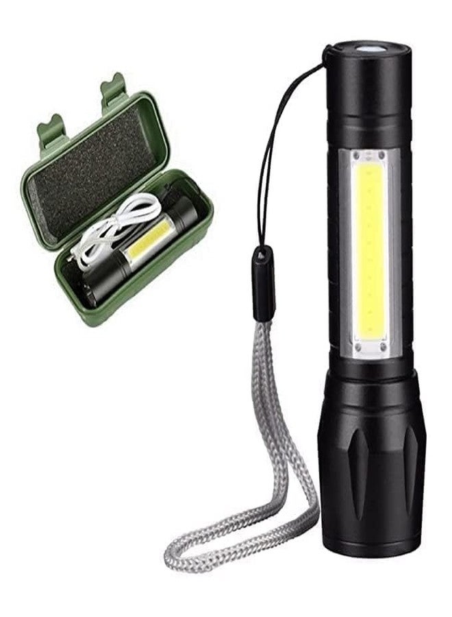 ILIKA USB Rechargeable mini LED Flashlight - Compact COB Work Light with 3 Modes, Waterproof Emergency Torch & Floodlight for Camping, Hiking & Outdoors (Black, 1 Pack) (Small Sun 1pc) - Image 2